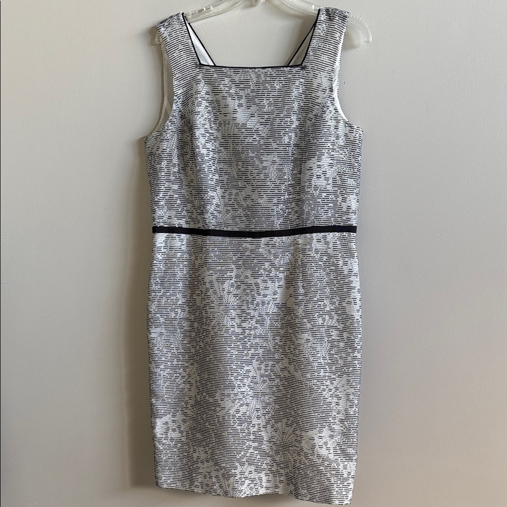 Ann Taylor Black White Sheer Lined Sheath Dress size 12